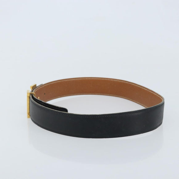 HERMES Constance H belt Belt Leather 31.5"" Black Auth YKZ106