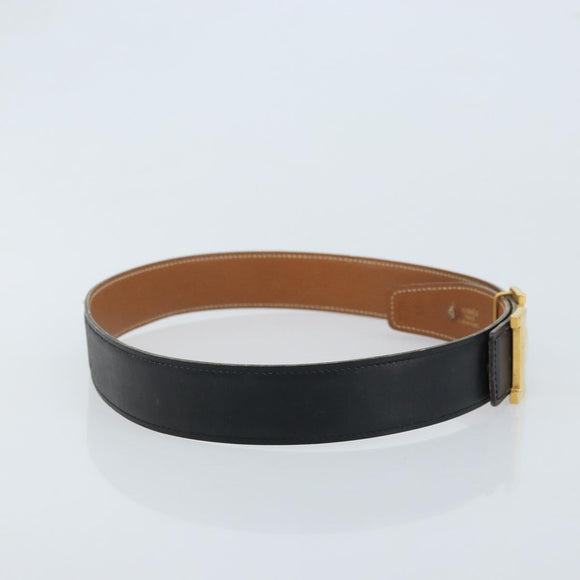 HERMES Constance H belt Belt Leather 31.5"" Black Auth YKZ106