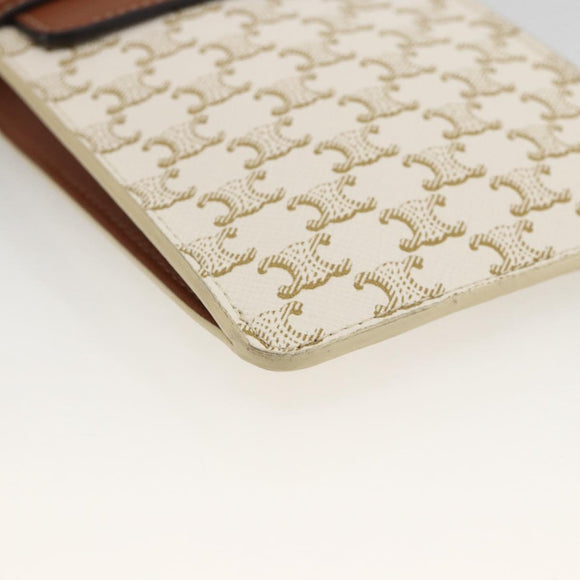 CELINE Macadam Canvas Shoulder Pouch Bag PVC Leather White Auth YKZ1061M