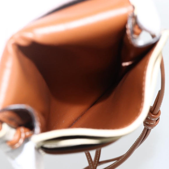 CELINE Macadam Canvas Shoulder Pouch Bag PVC Leather White Auth YKZ1061M