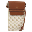 CELINE Macadam Canvas Shoulder Pouch Bag PVC Leather White Auth YKZ1061M-1