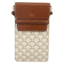 CELINE Macadam Canvas Shoulder Pouch Bag PVC Leather White Auth YKZ1061M-13