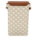 CELINE Macadam Canvas Shoulder Pouch Bag PVC Leather White Auth YKZ1061M-2