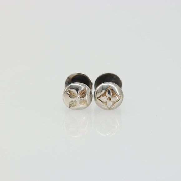LOUIS VUITTON Taiga Buton De Manchette Cuffs Ag925 Black Silver LV Auth YKZ1063