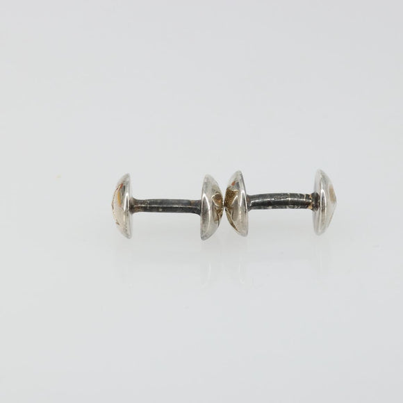 LOUIS VUITTON Taiga Buton De Manchette Cuffs Ag925 Black Silver LV Auth YKZ1063