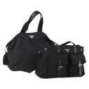 PRADA Shoulder Bag Nylon 2 Set Black Auth YKZ1068-1