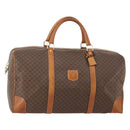 CELINE Macadam Canvas Boston Bag PVC Leather Brown Gold Auth YKZ107-1