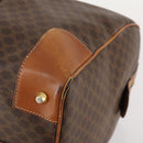 CELINE Macadam Canvas Boston Bag PVC Leather Brown Gold Auth YKZ107-15