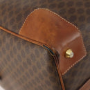 CELINE Macadam Canvas Boston Bag PVC Leather Brown Gold Auth YKZ107-16