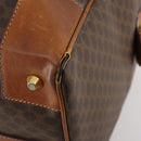 CELINE Macadam Canvas Boston Bag PVC Leather Brown Gold Auth YKZ107-8