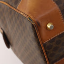 CELINE Macadam Canvas Boston Bag PVC Leather Brown Gold Auth YKZ107-17