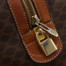 CELINE Macadam Canvas Boston Bag PVC Leather Brown Gold Auth YKZ107-21