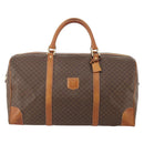 CELINE Macadam Canvas Boston Bag PVC Leather Brown Gold Auth YKZ107-13