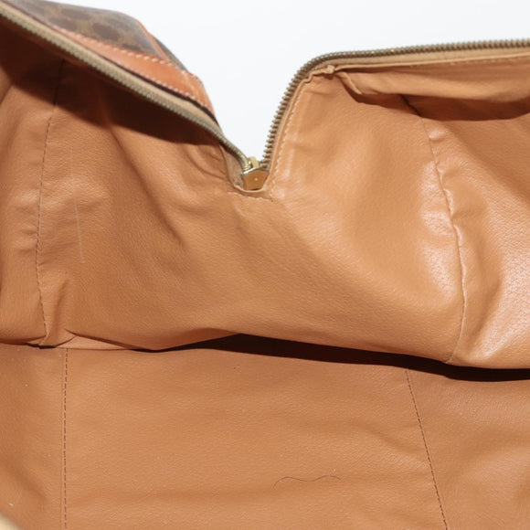 CELINE Macadam Canvas Boston Bag PVC Leather Brown Gold Auth YKZ107