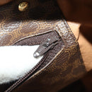 CELINE Macadam Canvas Boston Bag PVC Leather Brown Gold Auth YKZ107-11