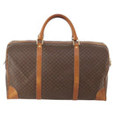 CELINE Macadam Canvas Boston Bag PVC Leather Brown Gold Auth YKZ107-2