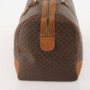 CELINE Macadam Canvas Boston Bag PVC Leather Brown Gold Auth YKZ107-3