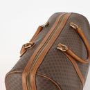 CELINE Macadam Canvas Boston Bag PVC Leather Brown Gold Auth YKZ107-6