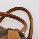 CELINE Macadam Canvas Boston Bag PVC Leather Brown Gold Auth YKZ107-14