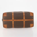 CELINE Macadam Canvas Boston Bag PVC Leather Brown Gold Auth YKZ107-5