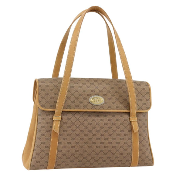 GUCCI Micro GG Supreme Hand Bag PVC Beige Gold 000 46 4857 Auth YKZ1075