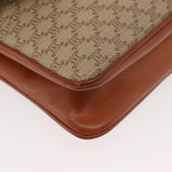 CELINE Macadam Canvas Shoulder Bag PVC Beige Gold Auth YKZ1076