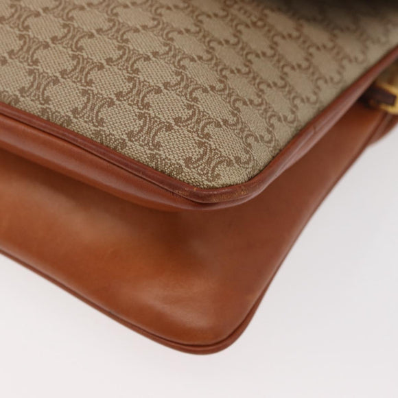 CELINE Macadam Canvas Shoulder Bag PVC Beige Gold Auth YKZ1076