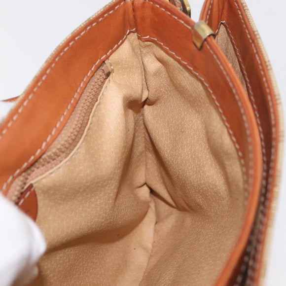CELINE Macadam Canvas Shoulder Bag PVC Beige Gold Auth YKZ1076