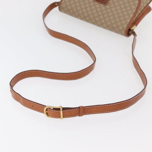 CELINE Macadam Canvas Shoulder Bag PVC Beige Gold Auth YKZ1076