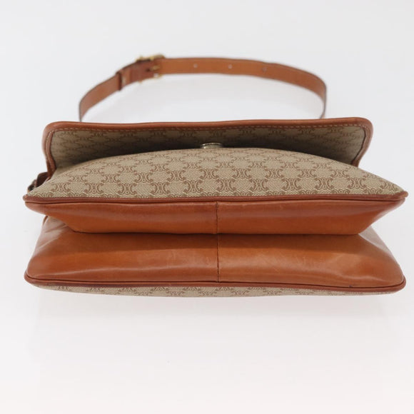 CELINE Macadam Canvas Shoulder Bag PVC Beige Gold Auth YKZ1076