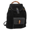 GUCCI Bamboo Backpack Suede Black Gold 003 1998 0030 Auth YKZ1078-1