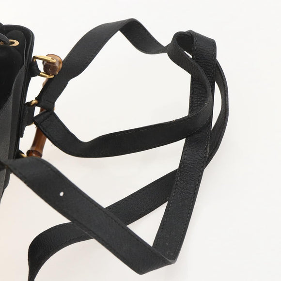 GUCCI Bamboo Backpack Suede Black Gold 003 1998 0030 Auth YKZ1078