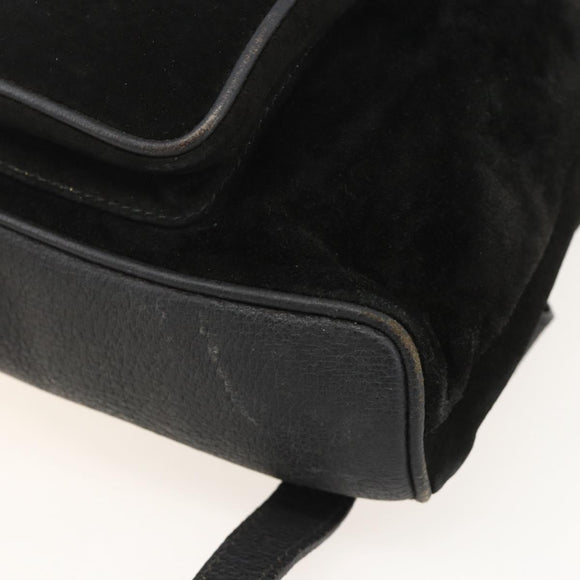 GUCCI Bamboo Backpack Suede Black Gold 003 1998 0030 Auth YKZ1078