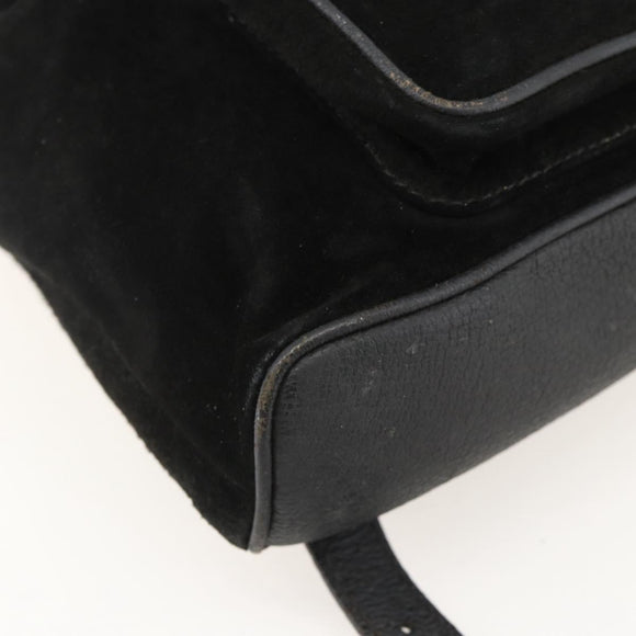 GUCCI Bamboo Backpack Suede Black Gold 003 1998 0030 Auth YKZ1078