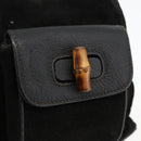 GUCCI Bamboo Backpack Suede Black Gold 003 1998 0030 Auth YKZ1078-16