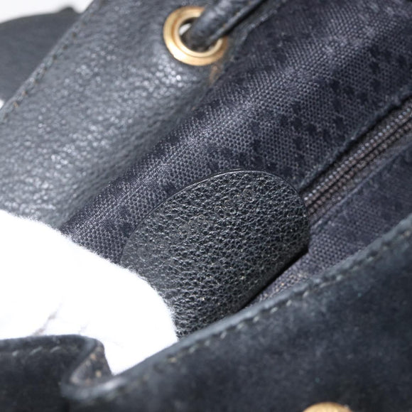 GUCCI Bamboo Backpack Suede Black Gold 003 1998 0030 Auth YKZ1078