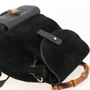 GUCCI Bamboo Backpack Suede Black Gold 003 1998 0030 Auth YKZ1078-6