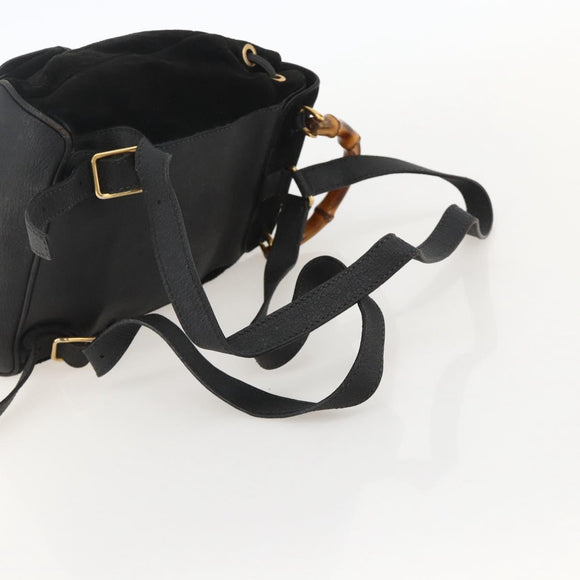GUCCI Bamboo Backpack Suede Black Gold 003 1998 0030 Auth YKZ1078