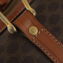 CELINE Macadam Canvas Boston Bag PVC Leather Brown Gold Auth YKZ108-18