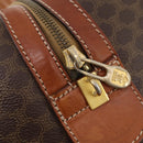 CELINE Macadam Canvas Boston Bag PVC Leather Brown Gold Auth YKZ108-9