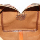 CELINE Macadam Canvas Boston Bag PVC Leather Brown Gold Auth YKZ108-11