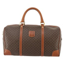 CELINE Macadam Canvas Boston Bag PVC Leather Brown Gold Auth YKZ108-13