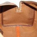 CELINE Macadam Canvas Boston Bag PVC Leather Brown Gold Auth YKZ108-21