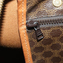CELINE Macadam Canvas Boston Bag PVC Leather Brown Gold Auth YKZ108-22