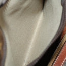 CELINE Macadam Canvas Boston Bag PVC Leather Brown Gold Auth YKZ108-23