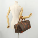 CELINE Macadam Canvas Boston Bag PVC Leather Brown Gold Auth YKZ108-24