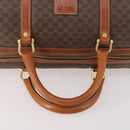 CELINE Macadam Canvas Boston Bag PVC Leather Brown Gold Auth YKZ108-7