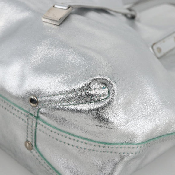 TIFFANY&Co. Reversible Tote Bag Leather Silver Auth YKZ1080