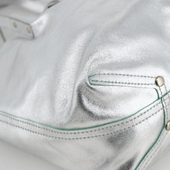 TIFFANY&Co. Reversible Tote Bag Leather Silver Auth YKZ1080