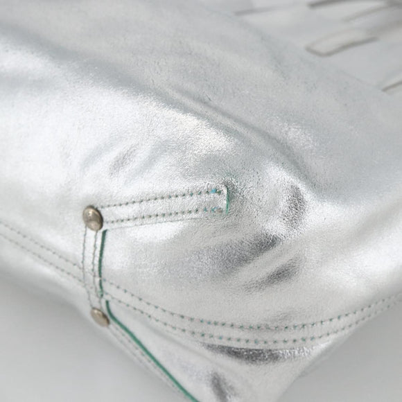 TIFFANY&Co. Reversible Tote Bag Leather Silver Auth YKZ1080